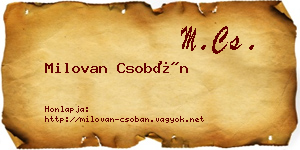Milovan Csobán névjegykártya